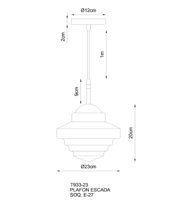 Pendente Golden Art Escada 1L E27 Ø230x200mm T933-23PI