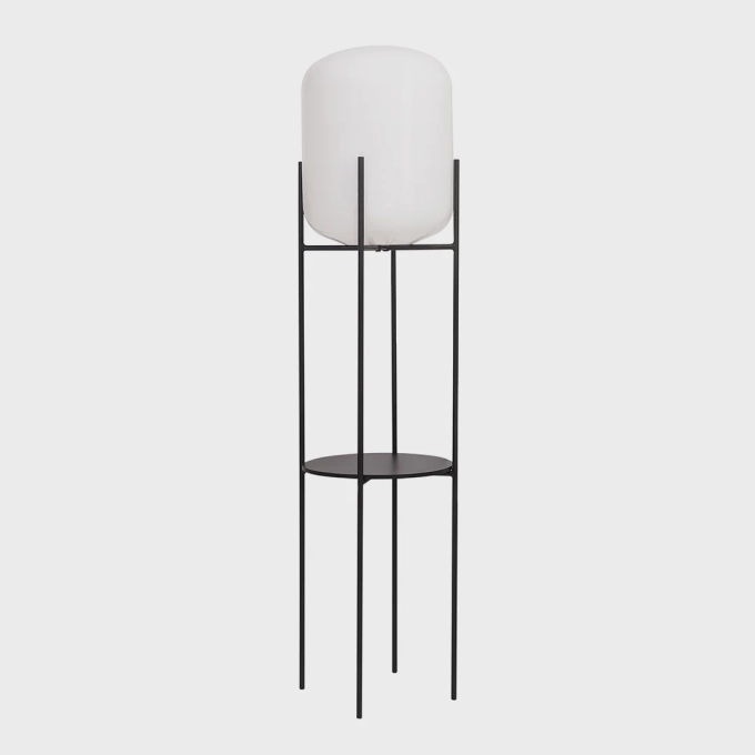 Coluna Madelustre Esther Metal Preto e Vidro Leitoso 1L E27 1450mm 3212