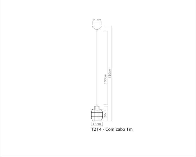 Pendente Golden Art Granada Aramado 1L E27 Ø150x150mm T214PI