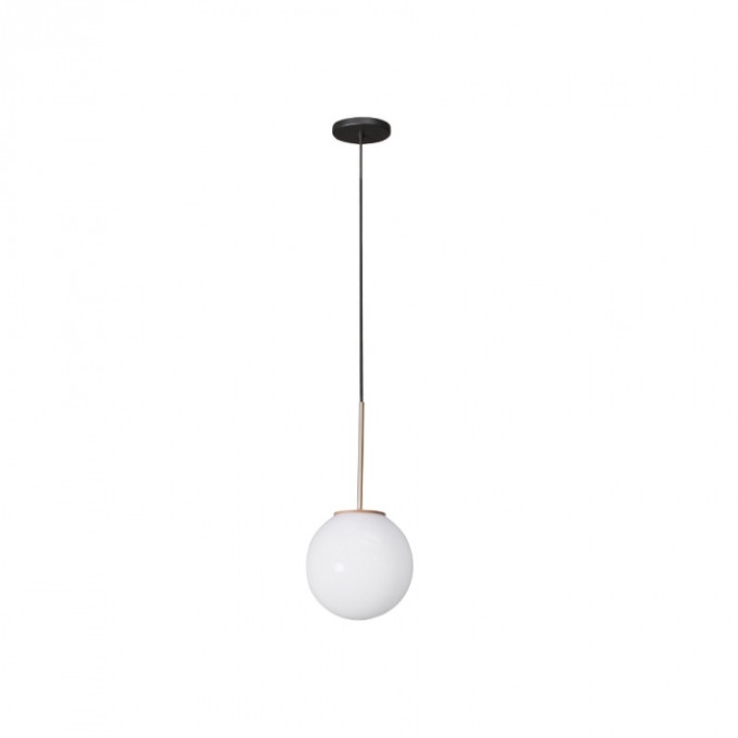 Pendente Madelustre Milky Metal Madeira e Globo Leitoso de Ø200mm 1L E27 3134