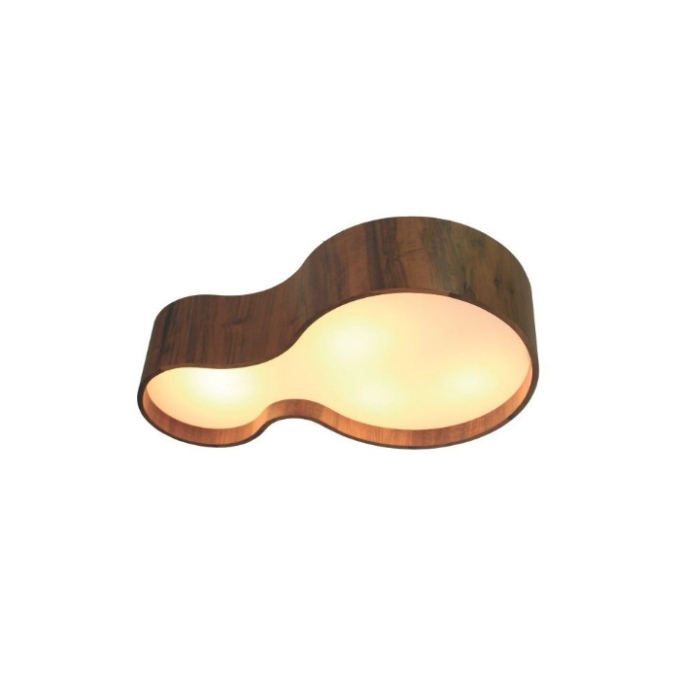 Plafon Fox Lustres Semi Cilíndrico Madeira e Acrílico 5L E27 210x840x520mm P41