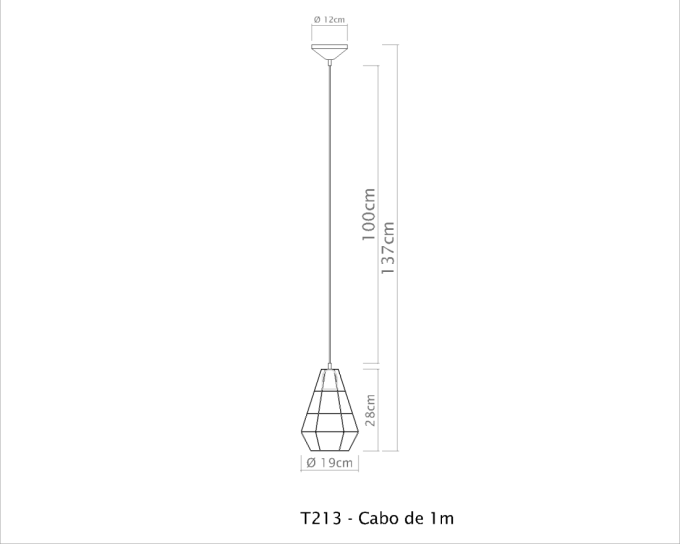 Pendente Golden Art Diamante Aramado 1L E27 Ø190x280mm T213PI
