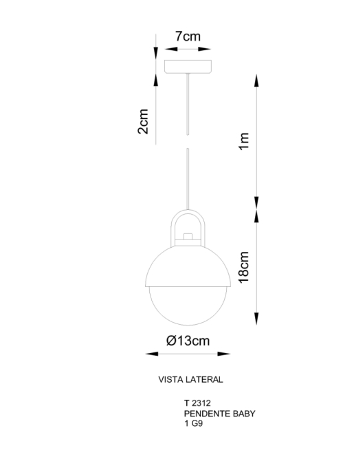 Pendente Golden Art Baby 1L G9 Ø130x180mm T2312