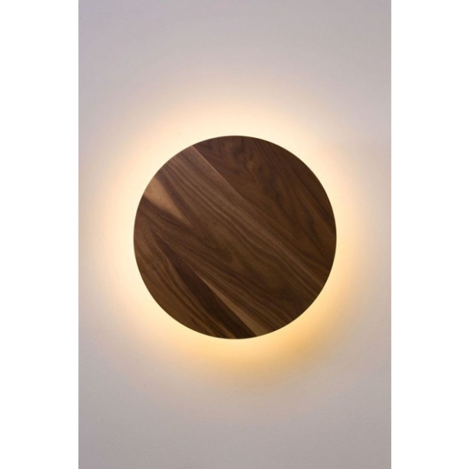 Arandela Fox Lustres Led Redondo Madeira 19 watts 3000K Ø350x80mm AR70