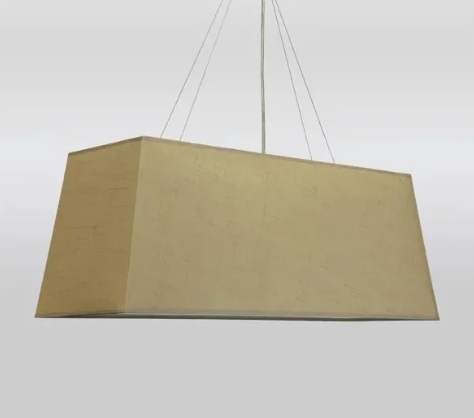 Pendente Golden Art Tecido Liso Retangular 3L E27 1200x280x300mm T969-120PI