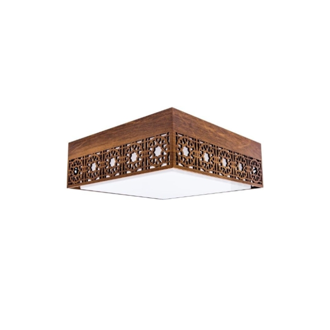 Plafon Fox Lustres Laser Madeira e Acrílico 5L E27 150x600x600mm P24