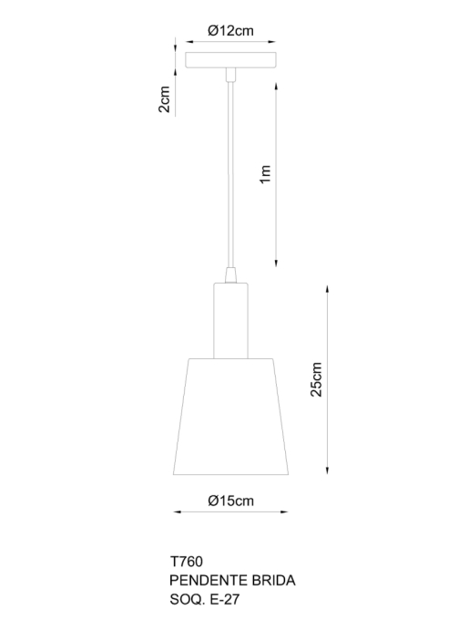Pendente Golden Art Brida 1L E27 Ø150x260mm T760PI