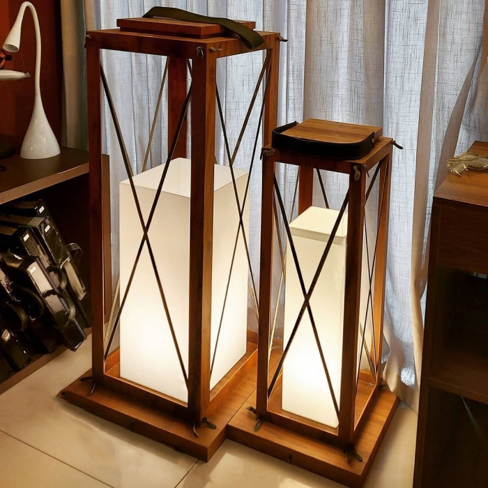 Luminária de Chão Piso Fox Lustres Madeira 1L E27 650x350x350mm 5400
