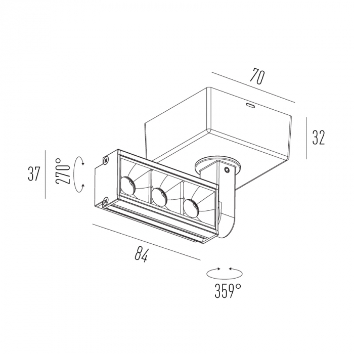 Projetor de Sobrepor Interlight Picco  7 watts IRC90 Bivolt 111x33x91mm 2583