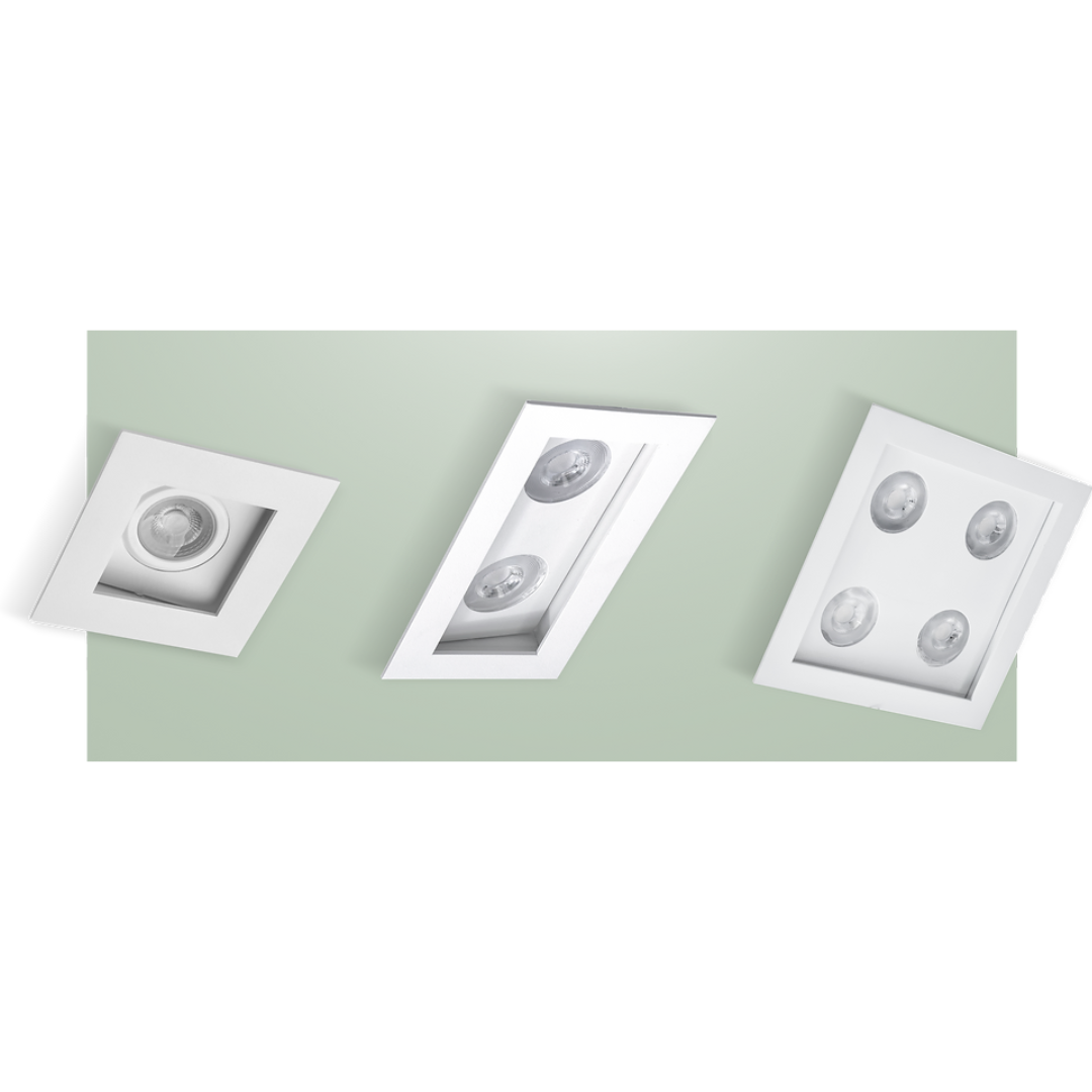 Embutido Quadrado Recuado Belly Iluminação Alumínio 4L MR11 160X160mm E-099/4