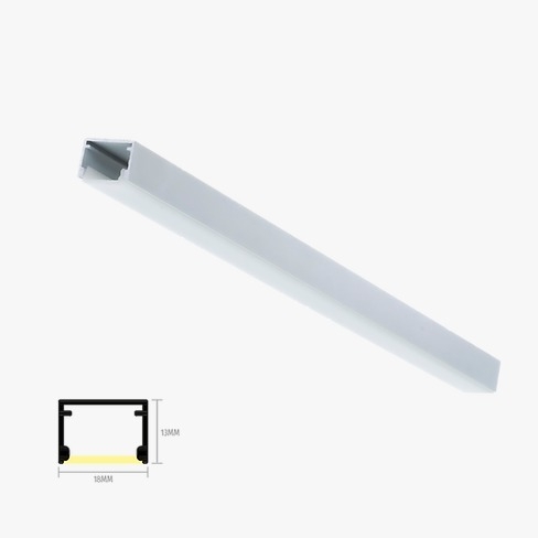 Perfil Sobrepor Sob Medida Belly Iluminação 18mm Difusor Acrílico Branco Fosco (Somente Perfil) PBS/