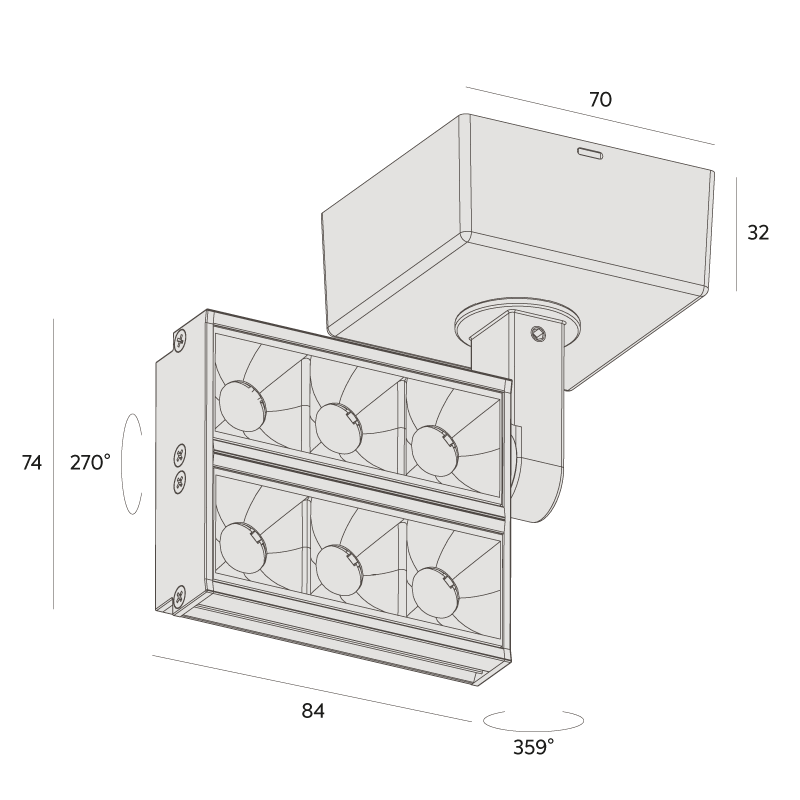 Projetor de Sobrepor Interlight Picco Duplo 14 watts IRC95 Bivolt 84x74mm 2286