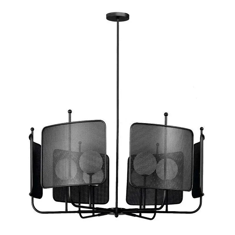 Pendente Starlux Filipa Preto e Globo Leitoso 6L G9 Ø950mm ZR135-BK