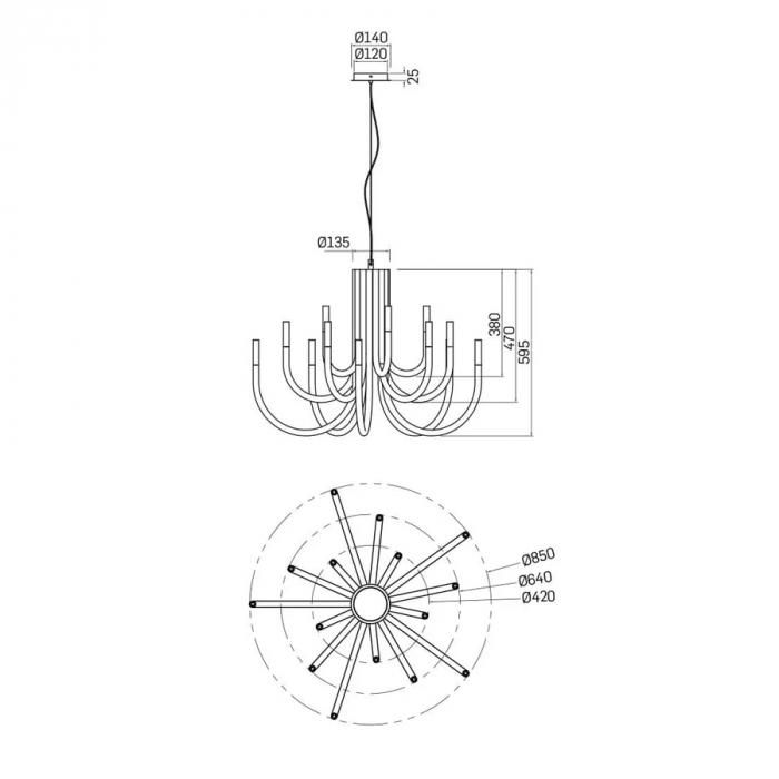  Pendente Casual Light Studioluce Cissy Dourado 59 watts 3000K Ø850x595mm PD1510