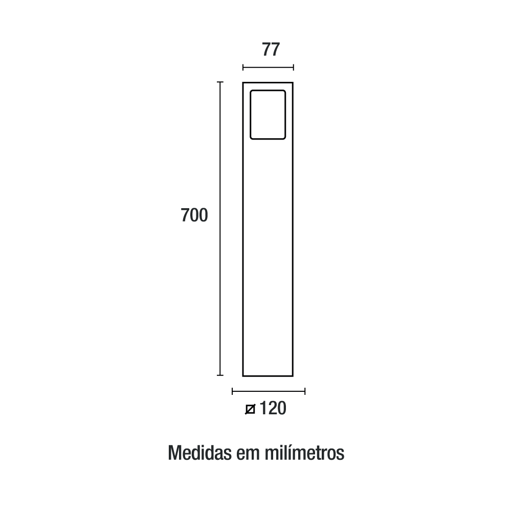 Poste Balizador Germany Garten Alumínio e Vidro Pontilhado 1L E27 IP54 700mm 14120100