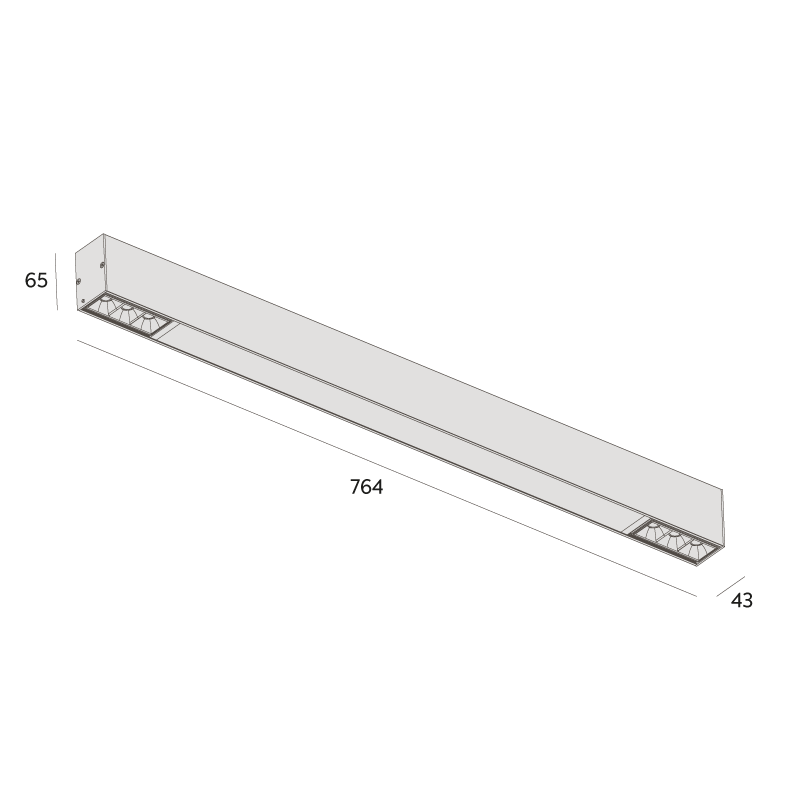 Luminária de Sobrepor Interlight Picco Difusa+Pontual 29 watts IRC90 Bivolt 764x43x65mm 4320