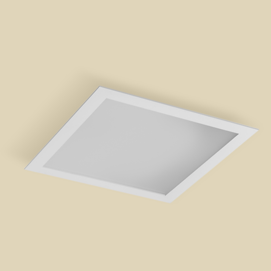 Plafon Embutido Plano Belly Iluminação Acrílico Fosco 500x500mm 6L E27 E-088/50