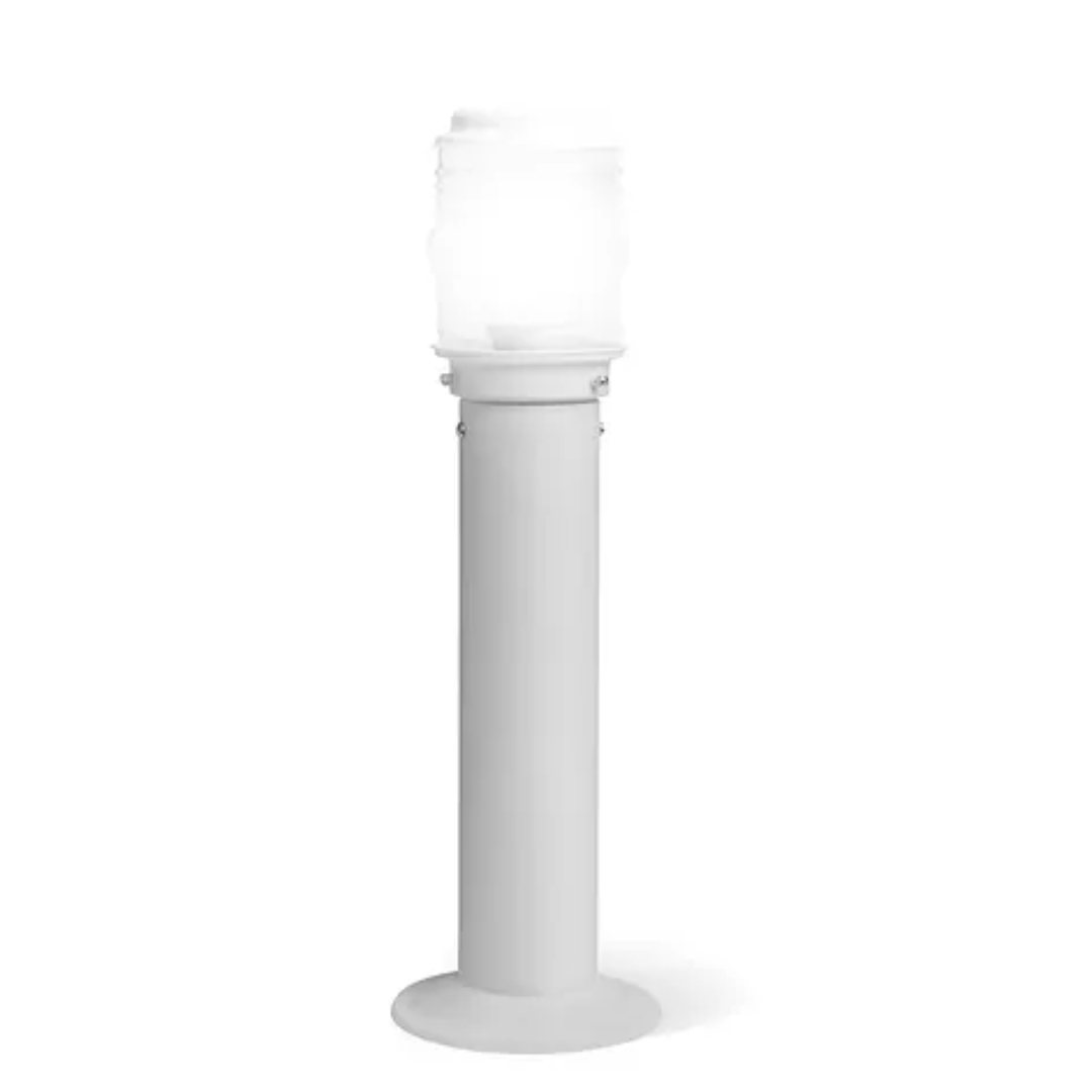 Poste Balizador Redondo Belly Iluminação Alumínio Base Vidro Sinaleiro 1L E27 300mm PDT-402/30