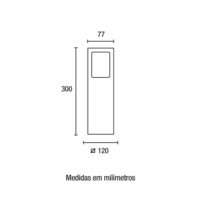 Poste Balizador Germany Garten Alumínio e Vidro Pontilhado 1L E27 IP54 300mm 14110100