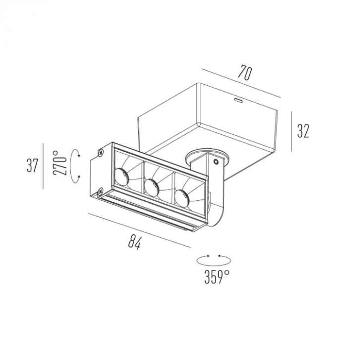 Projetor de Sobrepor Interlight Picco  7 watts IRC90 Bivolt 111x33x91mm 2583