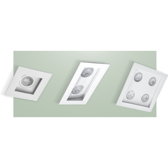 Embutido Quadrado Recuado Belly Iluminação Alumínio 4L MR11 160X160mm E-099/4