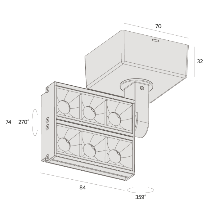 Projetor de Sobrepor Interlight Picco Duplo 14 watts IRC95 Bivolt 84x74mm 2286