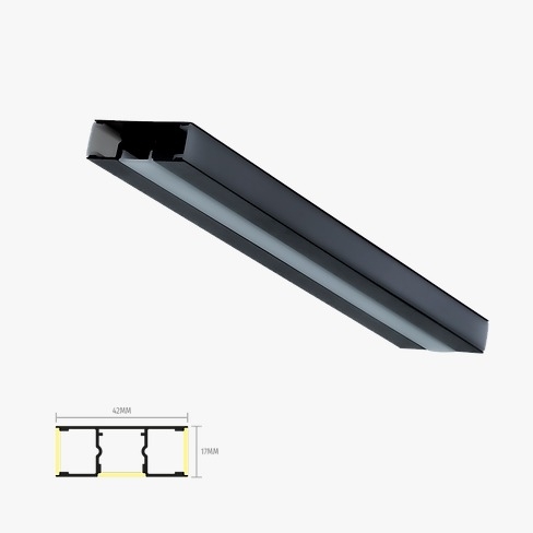 Perfil Sobrepor Sob Medida Belly Iluminação 42x16mm Difusor Acrílico Branco Fosco (Somente Perfil) PTB