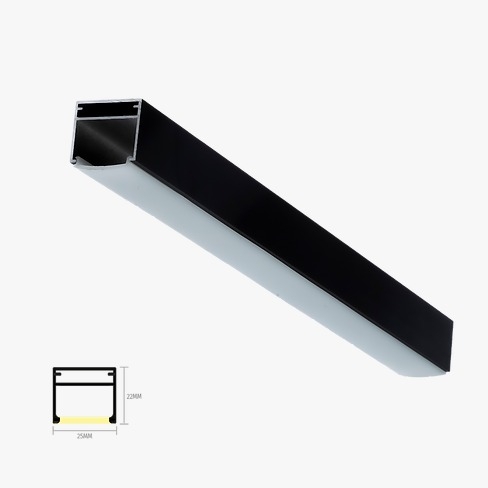 Perfil Sobrepor Sob Medida Belly Iluminação 25x25mm Difusor Acrílico Branco Fosco (Somente Perfil) PSL/