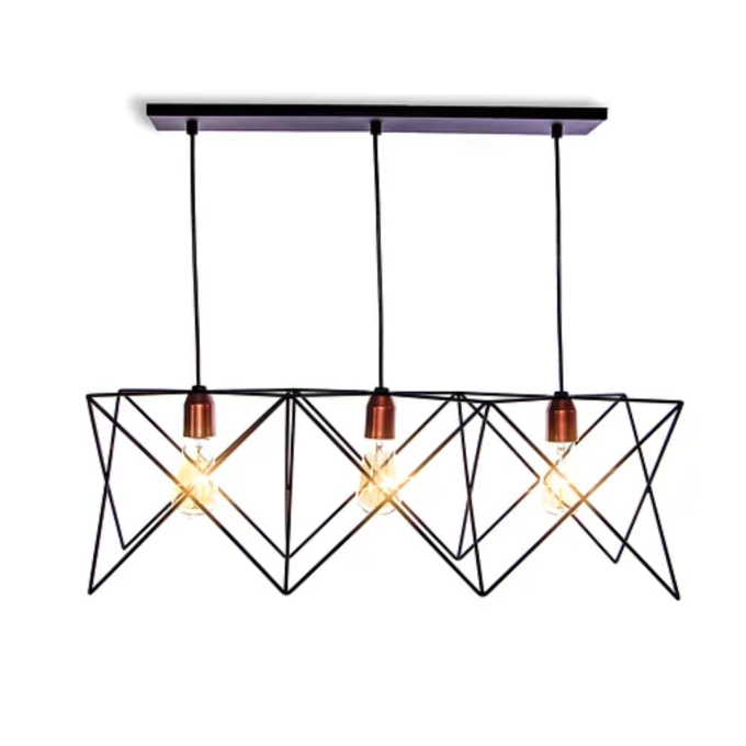 Pendente Belly Iluminação Aramado Retangular 3L E27 750x250x250mm PD-356/3
