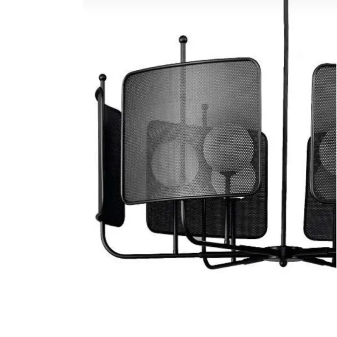 Pendente Starlux Filipa Preto e Globo Leitoso 6L G9 Ø950mm ZR135-BK