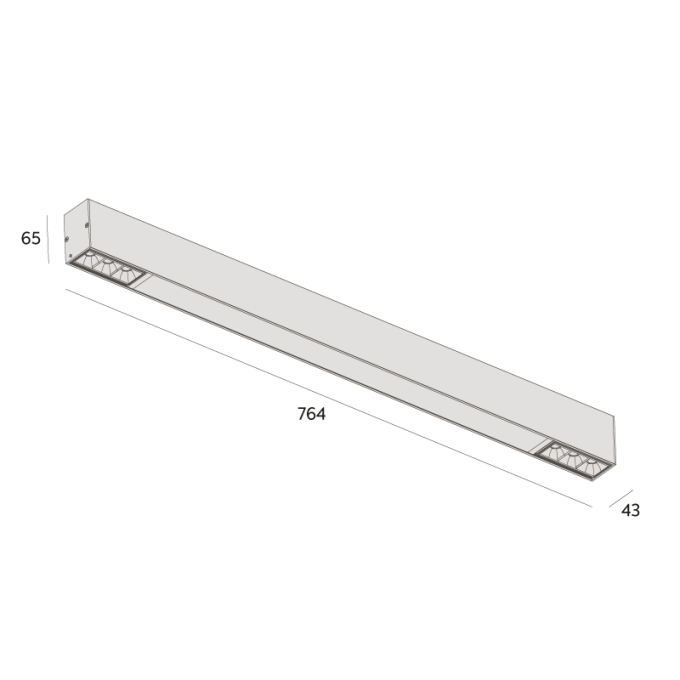 Luminária de Sobrepor Interlight Picco Difusa+Pontual 29 watts IRC90 Bivolt 764x43x65mm 4320