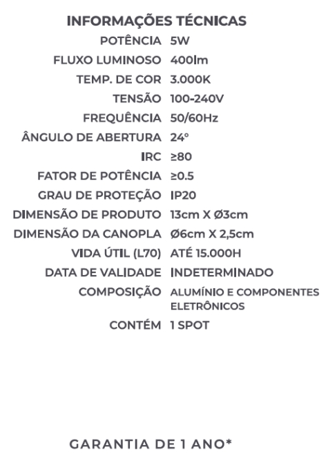 Spot Sobrepor Nordecor Blet 5 watts 24° IP20 3000K Preto Bivolt Ø30x100mm 6144