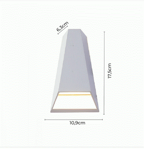 Arandela Nordecor Mid Branco Facho Duplo Aberto e Fechado 10 watts 3000K IP65 Bivolt 175x119mm 2007