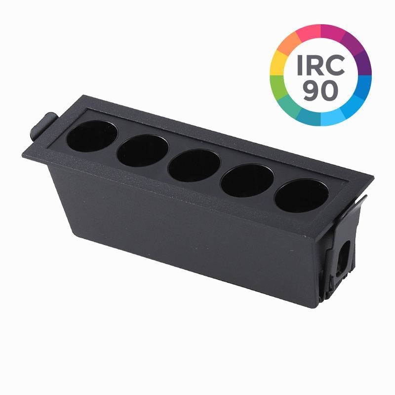 Embutido Nordecor Downlight Powerus 5 Focos 10 watts Preto 3000K IRC90 38° Bivolt 148x46x52mm 6376
