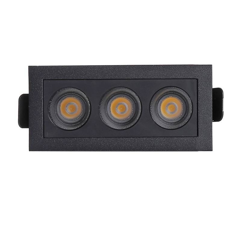 Embutido Nordecor Downlight Powerus 3 Focos 6 watts Preto 3000K IRC90 35° Bivolt 96x46x52mm 6374
