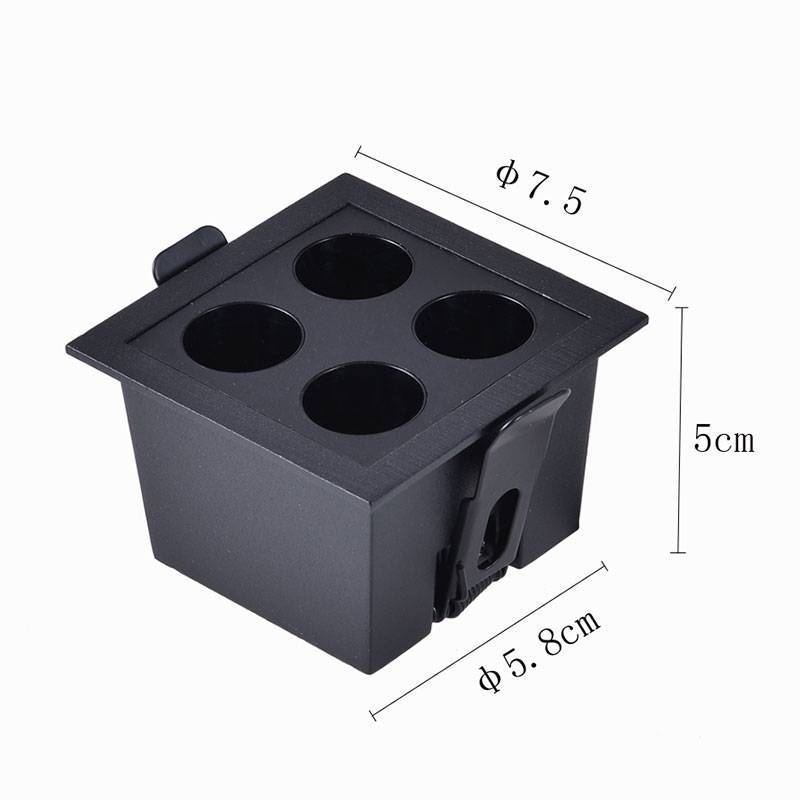 Embutido Nordecor Downlight Powerus 4 Focos 8 watts Preto 3000K IRC90 38° Bivolt 75x75x50mm 6380