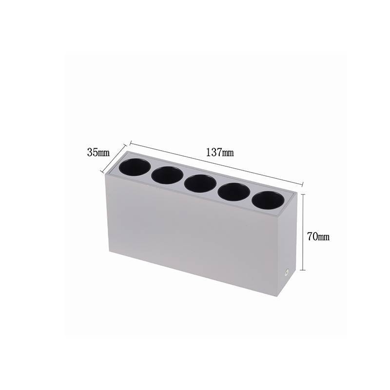  Spot Sobrepor Nordecor Downlight Powerus 5 Focos 10 watts 3000K Branco e Preto IRC90 38° Bivolt 137x35x70mm 6389