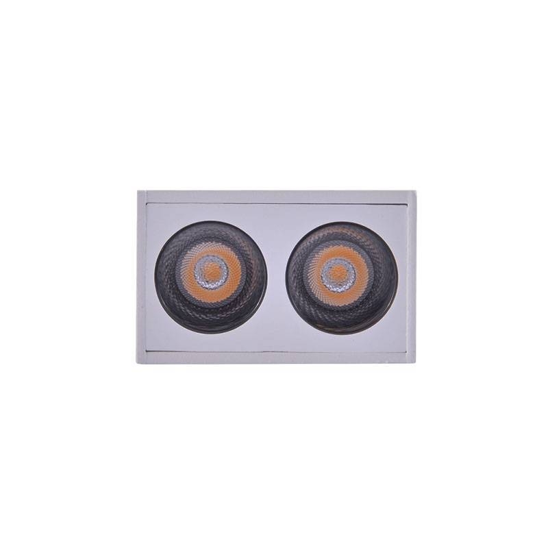  Spot Sobrepor Nordecor Downlight Powerus 2 Focos 4 watts 3000K Branco e Preto IRC90 38° Bivolt 55x36x70mm 6397