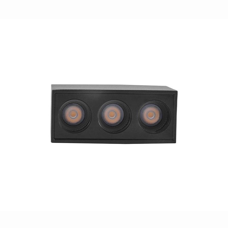  Spot Sobrepor Nordecor Downlight Powerus 3 Focos 6 watts 3000K Preto IRC90 38° Bivolt 84x36x70mm 6400