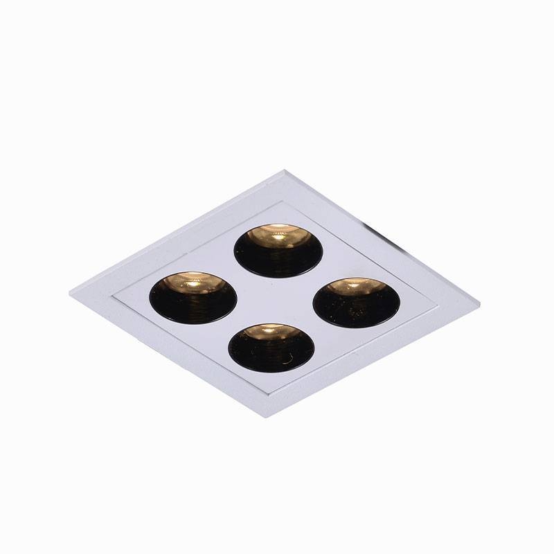 Embutido Nordecor Downlight Powerus 4 Focos 8 watts Branco e Preto 3000K IRC90 38° Bivolt 75x75x50mm 6379