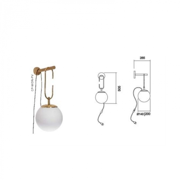 Arandela Usina Quíron Globo Ø140mm 1L E27 Ø140X505X265mm 16609/1