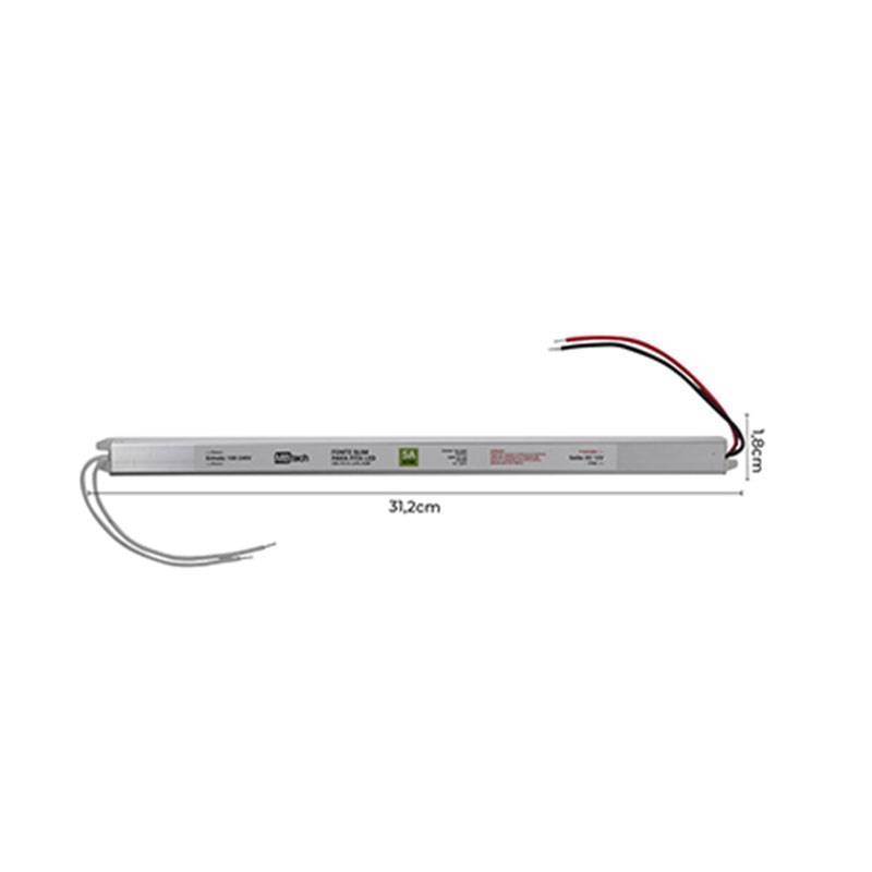 Fonte 24V Slim Nordecor 2,5A 60 watts IP20  312x18x18mm (Ultra Fina) 7069