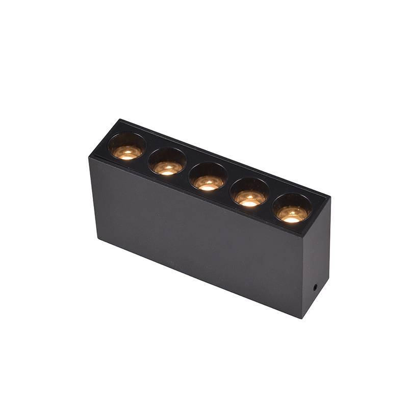  Spot Sobrepor Nordecor Downlight Powerus 5 Focos 10 watts 3000K Preto IRC90 38° Bivolt 137x35x70mm 6390