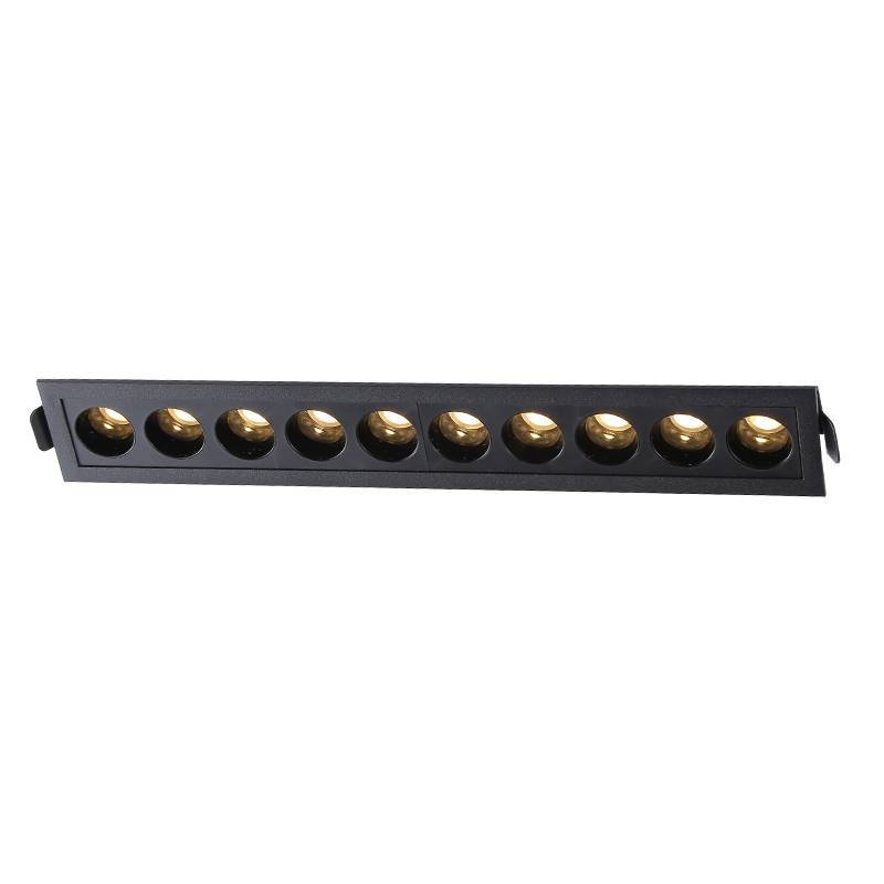 Embutido Nordecor Downlight Powerus 10 Focos 20 watts Preto 3000K IRC90 38° Bivolt 280x45x50mm 6378