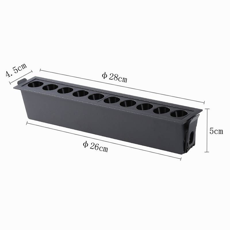 Embutido Nordecor Downlight Powerus 10 Focos 20 watts Preto 3000K IRC90 38° Bivolt 280x45x50mm 6378