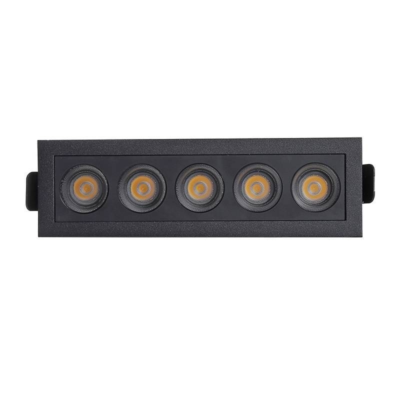 Embutido Nordecor Downlight Powerus 5 Focos 10 watts Preto 3000K IRC90 38° Bivolt 148x46x52mm 6376