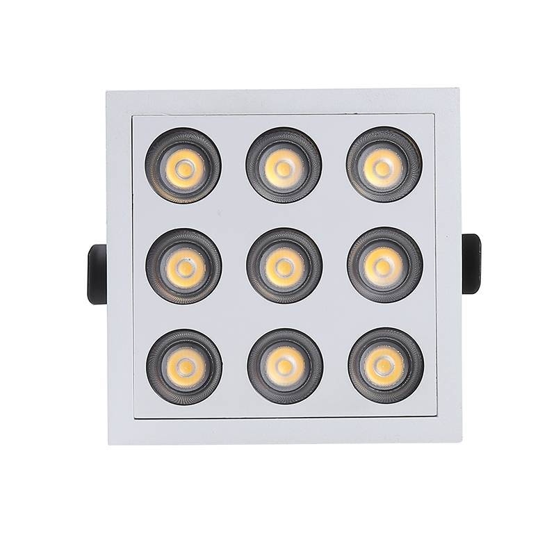 Embutido Nordecor Downlight Powerus 9 Focos 18 watts Branco e Preto 3000K IRC90 38° Bivolt 105x105x50mm 6381