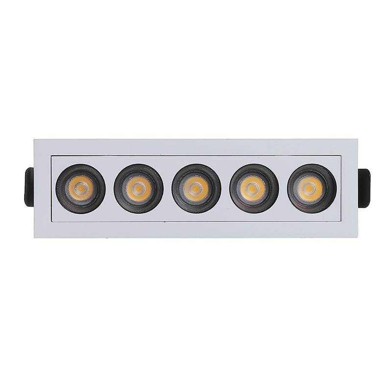 Embutido Nordecor Downlight Powerus 5 Focos 10 watts Branco e Preto 3000K IRC90 38° Bivolt 148x46x52mm 6375