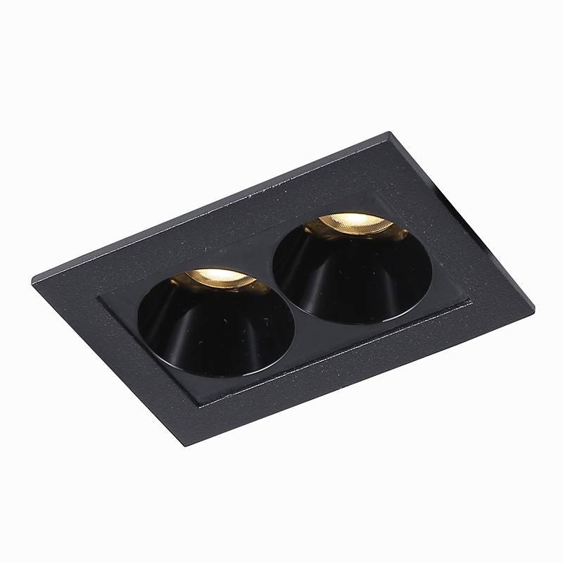 Embutido Nordecor Downlight Powerus 2 Focos 4 watts Preto 3000K IRC90 38° Bivolt 69x46x52mm 6372