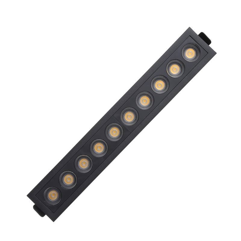 Embutido Nordecor Downlight Powerus 10 Focos 20 watts Preto 3000K IRC90 38° Bivolt 280x45x50mm 6378